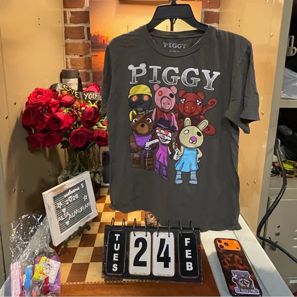 Piggy Roblox Character Graphic Tee Cartoon Video Game
